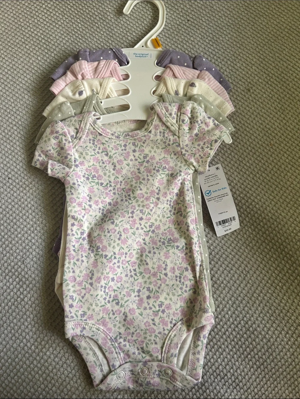 Carter's Purple & Pink Floral Short-Sleeve One-Piece Bodysuits - Pack